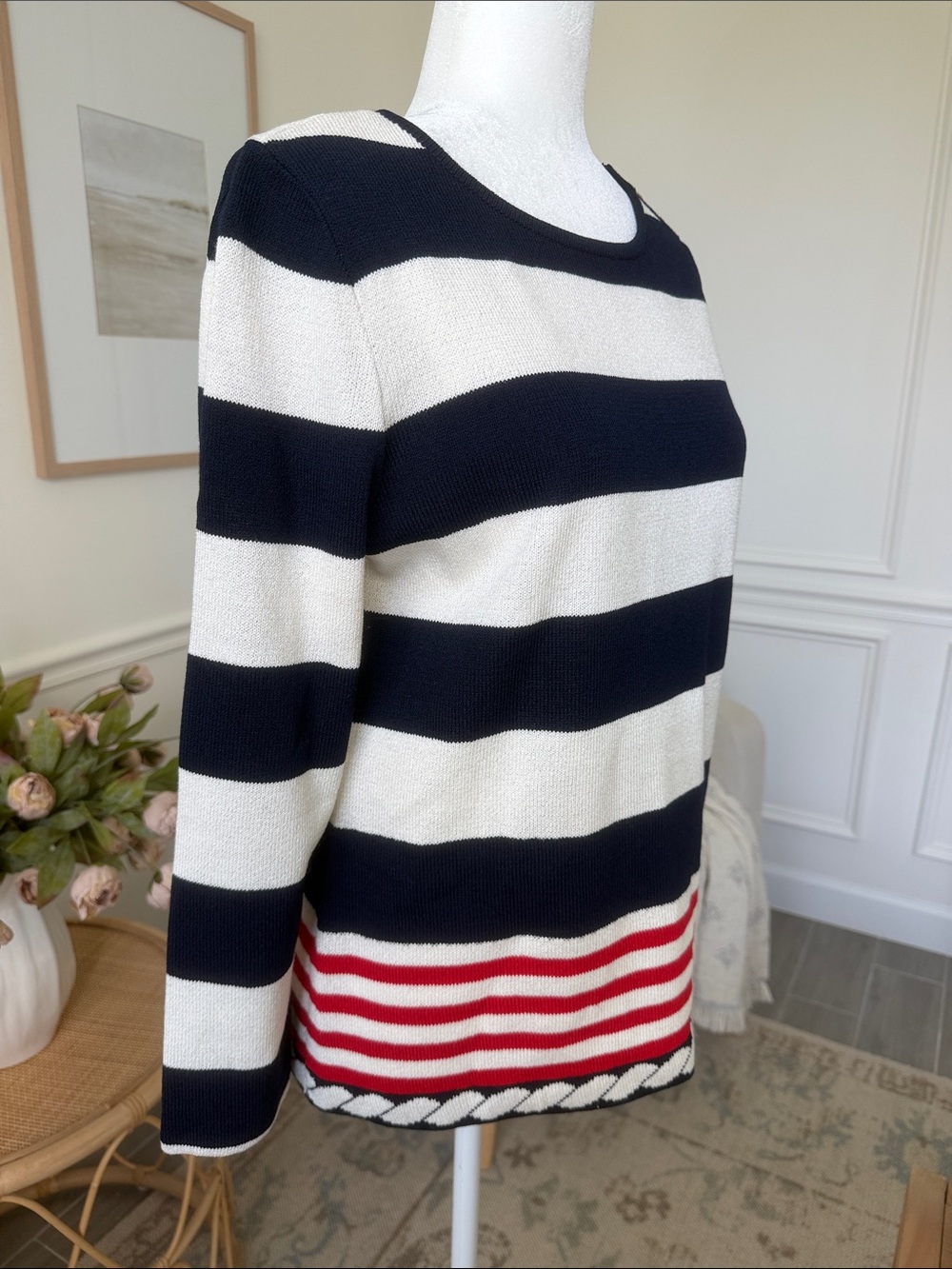 Rare Vintage 1990s St. John Sport by Marie Gray Nautical Sailboat Intarsia Sweat - Picture 3 of 14